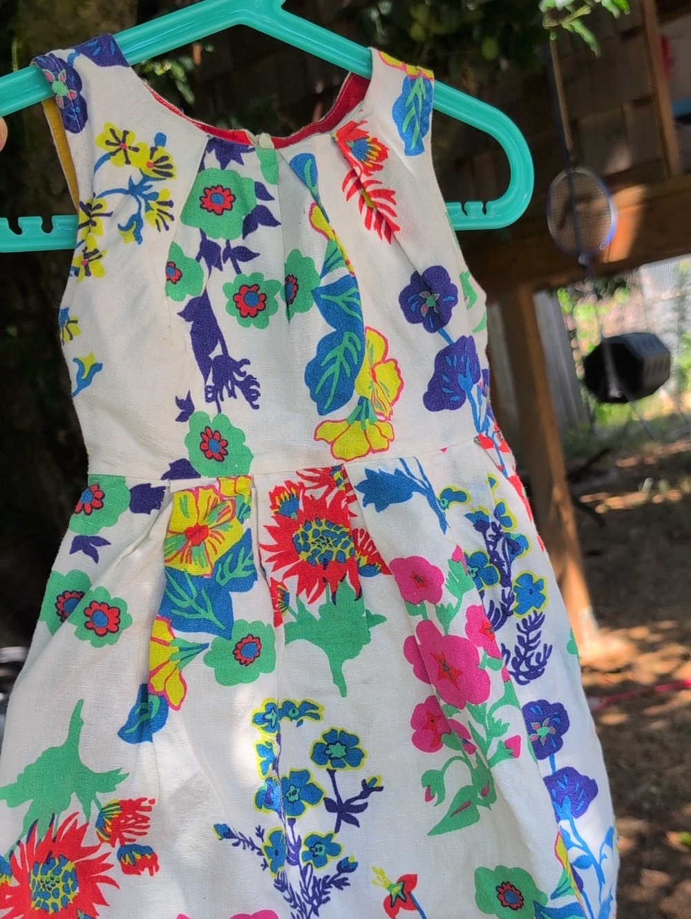 Mini Boden White Floral Dress with Multicolor Blooms